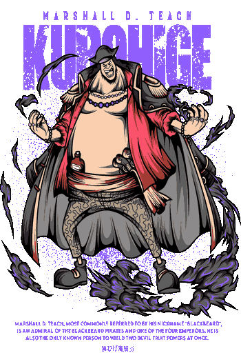Vector anime One Piece Marshall D. Teach Blackbeard Kurohige abrigo rojo