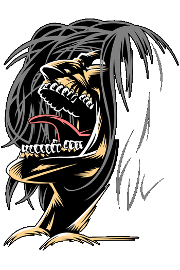 Ilustración vectorial del Titán de Ataque de Eren Jaeger en pleno rugido de perfil.