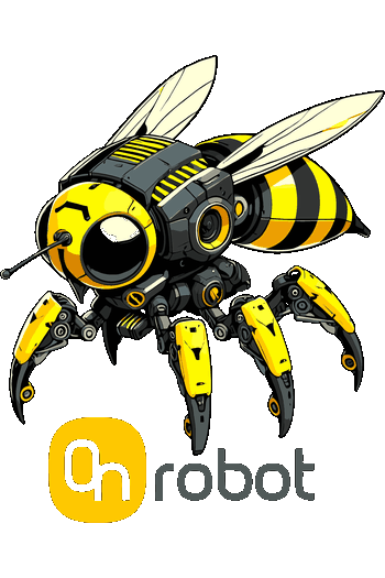 Ilustración de una abeja robótica estilo dron en color amarillo y negro.