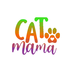 Texto “CAT MAMA” en degradado verde-naranja