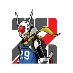 Ilustración de robot Mecha con casco futurista y chaleco táctico techwear para estampado urbano.