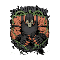 Bane en pose intimidante con máscara y músculos exagerados