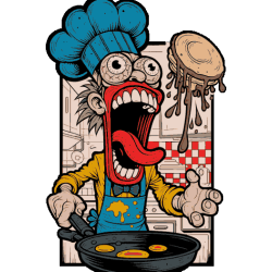 Vector de chef desquiciado con lengua fuera