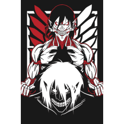 Eren Titán musculoso y aterrador con alas de sangre