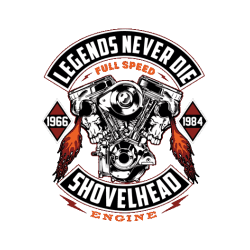 Diseño vectorial de moto chopper con cráneo, alas y cadena, texto 'Biking is not a hobby it's my way of life