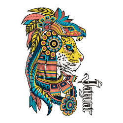 Vector con plumas ce un Guerrero Jaguar con elementos de la serpiente emplumada