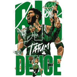 Vector Jayson Tatum Boston Celtics dunkeando celebrando uniforme verde