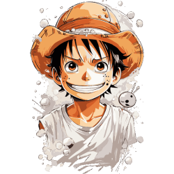 Vector Monkey D Luffy One Piece joven sombrero paja sonrisa efecto splash acuarela