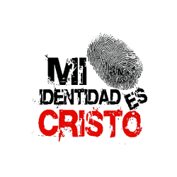 Diseño vectorial urbano con la frase Mi Identidad es Cristo y una huella dactilar.