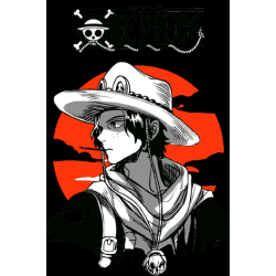 Ilustración vectorial de Luffy en Gear 5 con cabello blanco y rayos amarillos en un estilo de anime dinámico