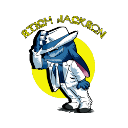 Ilustración de Stitch parodiando a Michael Jackson con traje blanco y sombrero para estampado de playeras.