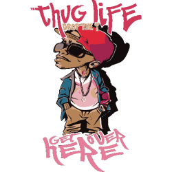 Diseño vectorial de personaje, gorra y cadena, actitud thug life pero de descanso