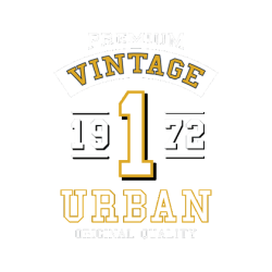 Arte vectorial de estilo universitario deportivo con los textos 'Vintage Urban 1972' en tonos amarillos y blancos.