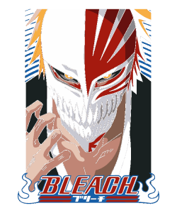 Ilustración vectorial de Ichigo Kurosaki con máscara Hollow de Bleach.