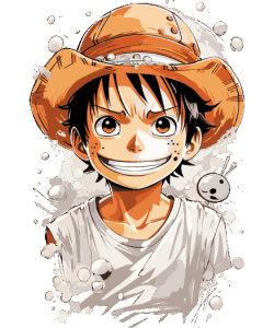 Vector Monkey D Luffy One Piece joven sombrero paja sonrisa efecto splash acuarela