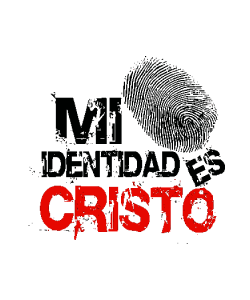 Diseño vectorial urbano con la frase Mi Identidad es Cristo y una huella dactilar.