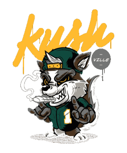 Diseño vectorial de perro callejero con gorra verde, gafas y camiseta