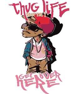 Diseño vectorial de personaje, gorra y cadena, actitud thug life pero de descanso