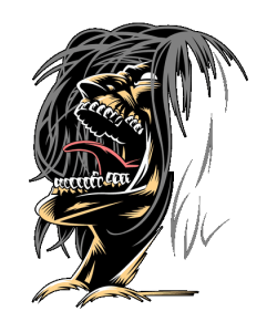 Ilustración vectorial del Titán de Ataque de Eren Jaeger en pleno rugido de perfil.