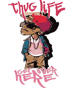 Diseño vectorial de personaje, gorra y cadena, actitud thug life pero de descanso