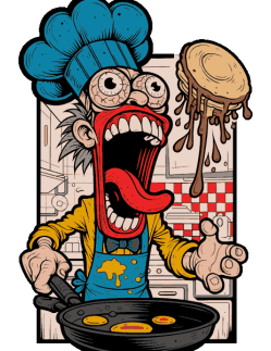 Vector de chef desquiciado con lengua fuera