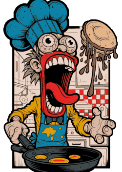 Vector de chef desquiciado con lengua fuera