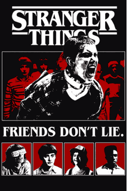 Steve Harrington Friends Don’t Lie Stranger Things con el grupo vectorizado