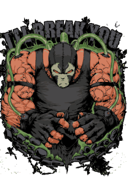 Bane en pose intimidante con máscara y músculos exagerados
