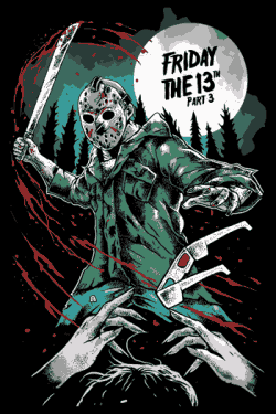 ilustración del asesino de Friday the 13th, con machete y máscara