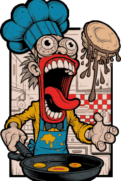 Vector de chef desquiciado con lengua fuera