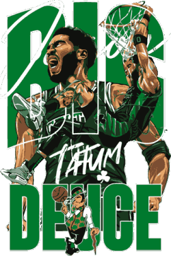 Vector Jayson Tatum Boston Celtics dunkeando celebrando uniforme verde