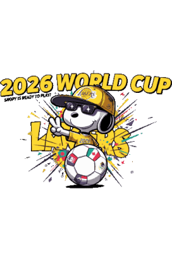Snoopy con gorra de los Lakers, gafas de sol y balón con escudos de los 3 países