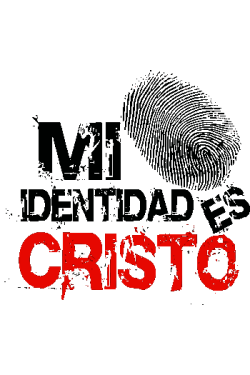 Diseño vectorial urbano con la frase Mi Identidad es Cristo y una huella dactilar.