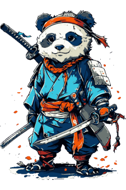 Panda guerrero en armadura tradicional japonesa