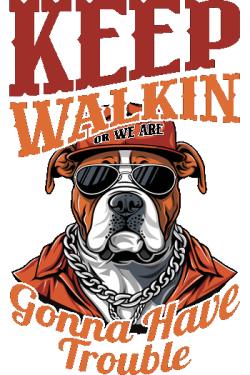 Ilustración vectorial de un perro Pitbull mafioso con gafas de sol, gorra roja y cadena dorada.