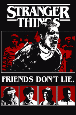 Steve Harrington Friends Don’t Lie Stranger Things con el grupo vectorizado