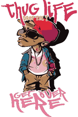 Diseño vectorial de personaje, gorra y cadena, actitud thug life pero de descanso