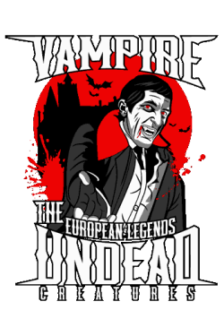 vector de vampire vintage con fondo rojo