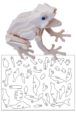 Plano vectorial para corte láser de rompecabezas 3D de rana en MDF o triplay de 3 mm.