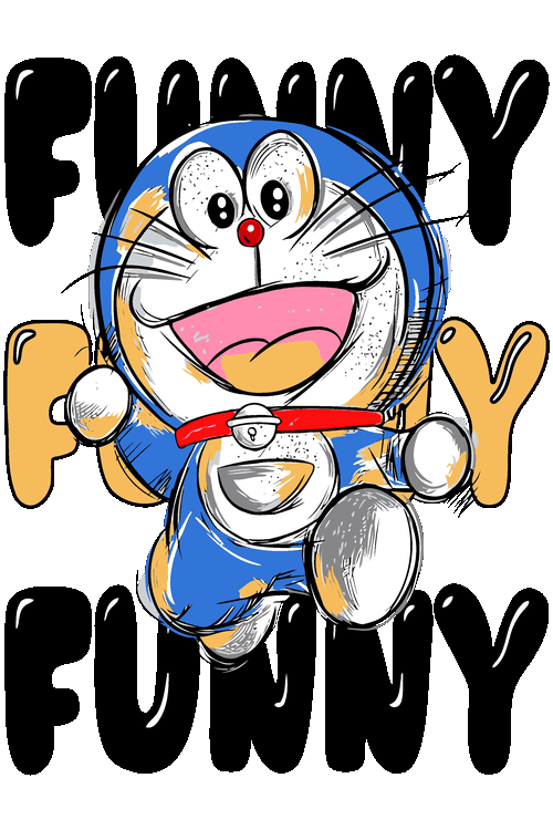 Crazy Fun & Monsters Funny Doraemon Ilustración vectorial de Doraemon estilo boceto alegre con texto Funny.