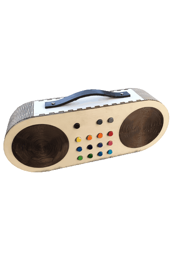 Vector de caja de radio antigua con madera flexible para corte láser en MDF.